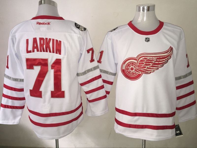 NHL Detroit Red Wings #71 Larkin White 100th Year Jersey