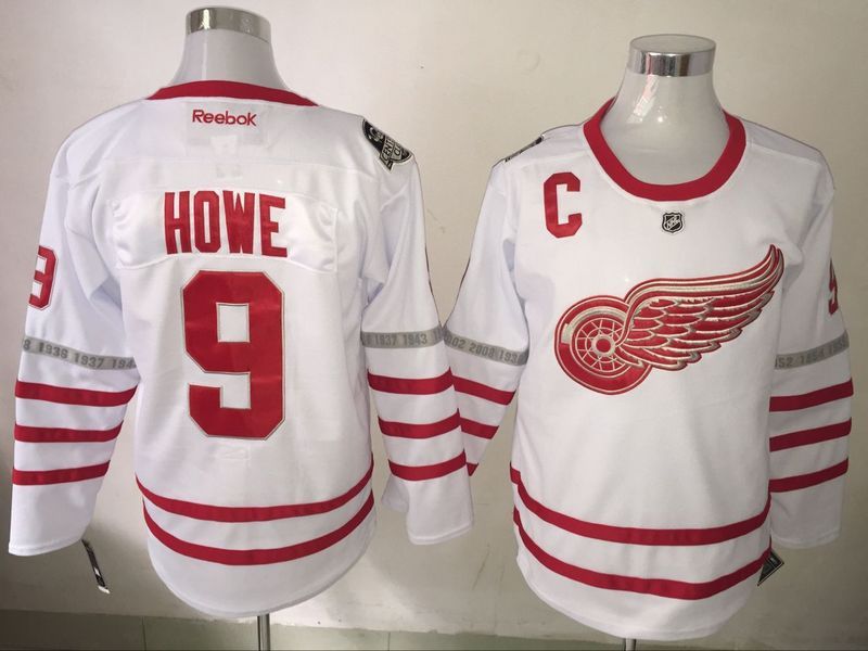 NHL Detroit Red Wings #9 Howe White 100th Year Jersey