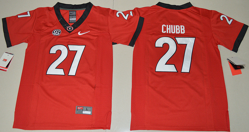 NCAA Youth Georgia Bulldogs #27 Nick Chubb College Football Limited Jersey Red 