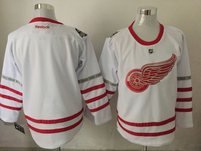 NHL Detroit Red Wings Blank White 100th Year Jersey