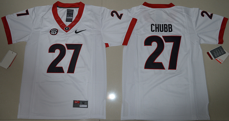 NCAA Youth Georgia Bulldogs #27 Nick Chubb College Football Limited Jersey White 