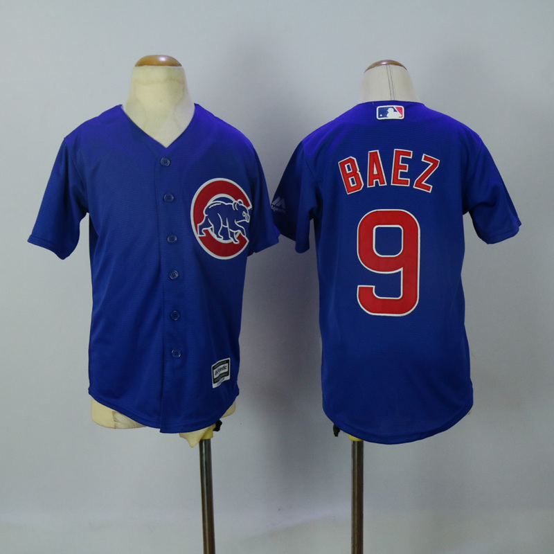 MLB Chicago Cubs #9 Baez Blue Kids Jersey
