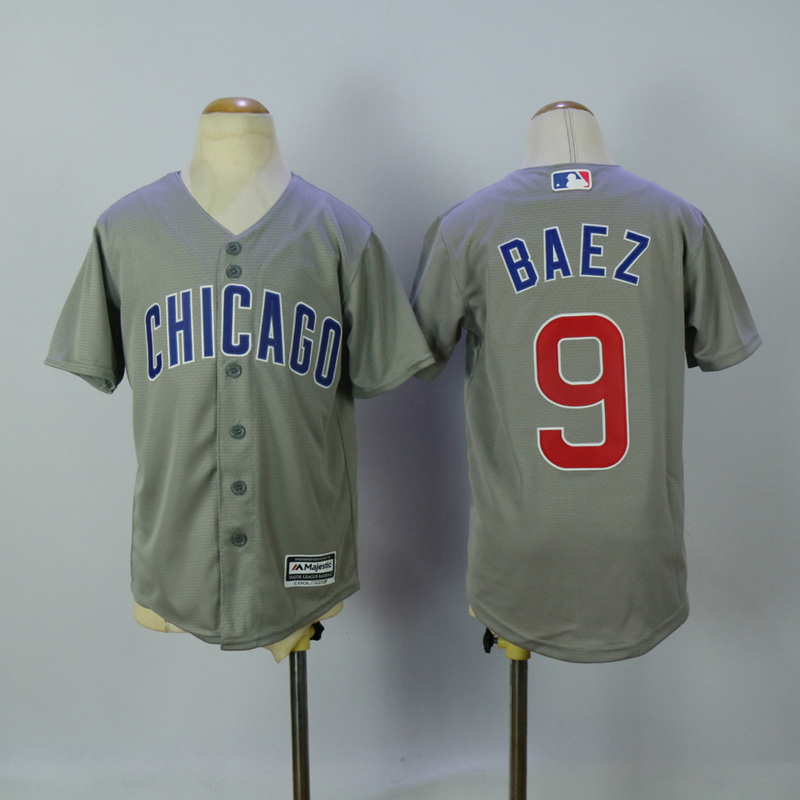 MLB Chicago Cubs #9 Baez Grey Kids Jersey