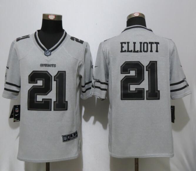 Nike Dallas Cowboys 21 Elliott Nike Gridiron Gray II Limited Jersey  