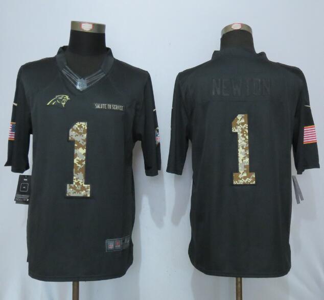 Nike Carolina Panthers 1 Newton Anthracite Salute To Service Limited Jersey  