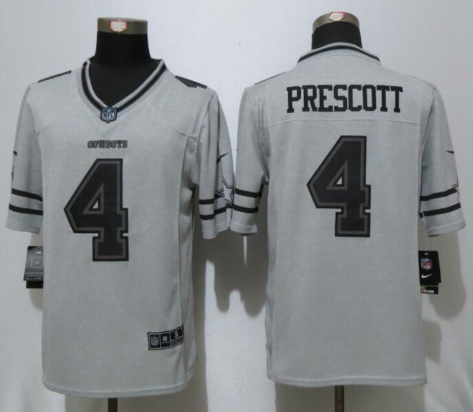 Nike Dallas Cowboys 4 Prescott Nike Gridiron Gray II Limited Jersey  