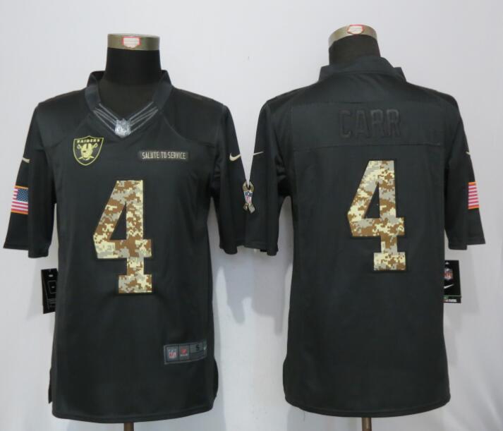 New Nike Oakland Raiders 4 Carr Anthracite Salute To Service Limited Jersey  