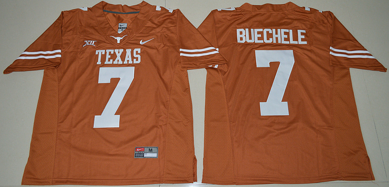 NCAA Texas Longhorns #7 Shane Buechele College Football Limited Orange Jersey 