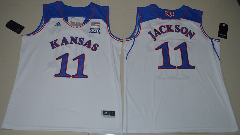 NCAA Kansas Jayhawks #11 Josh Jackson College Basketball White Jersey 