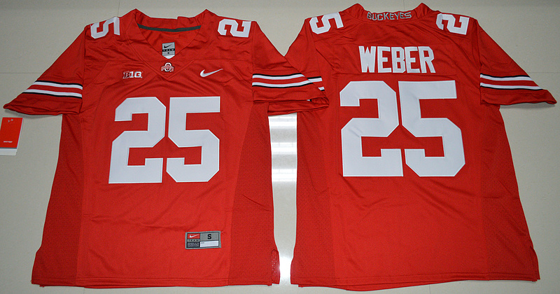NCAA Ohio State Buckeyes #25 Mike Weber College Football Red Jersey 