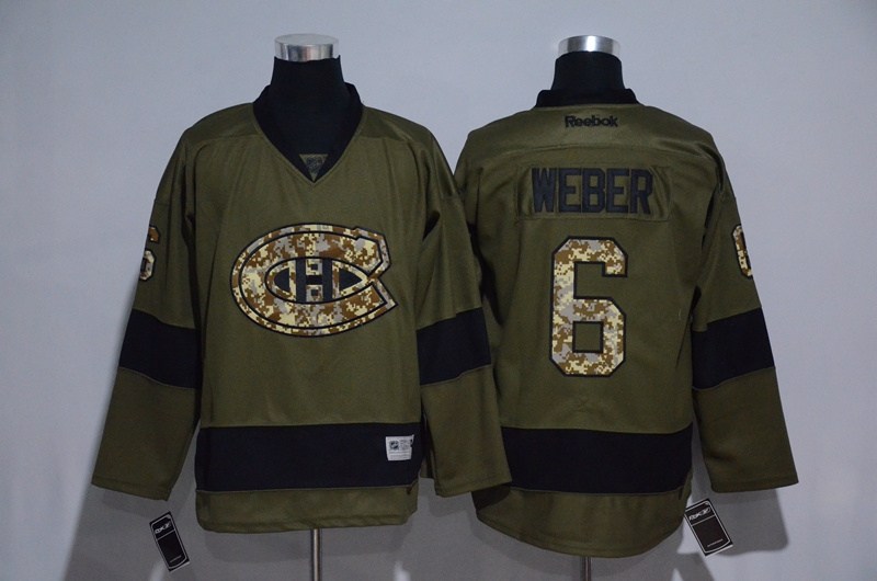 NHL Montreal Canadiens #6 Weber Green Camo Number Jersey  
