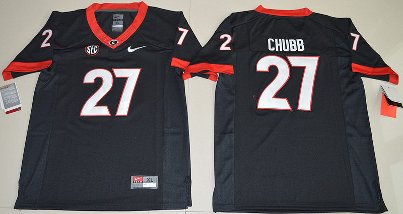 NCAA Georgia Bulldogs #27 Nick Chubb College Football Limited Black Kids Jersey 