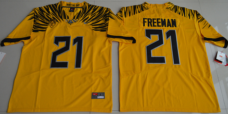 NCAA Oregon Duck #21 Royce Freeman College Football Electric Lightning Limited Yellow Jersey