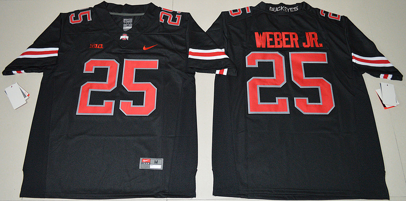 NCAA Ohio State Buckeyes #25 Mike Weber Jr. College Football Blackout Jersey 