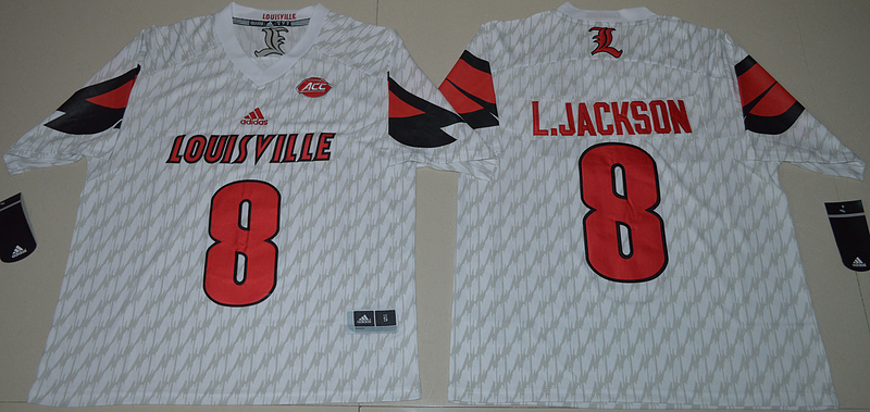 NCAA Louisville Cardinals #8 Lamar Johnson College Football White Jersey