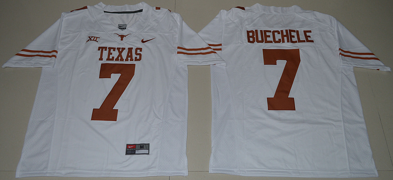 NCAA Texas Longhorns #7 Shane Buechele College Football Limited White Jersey 