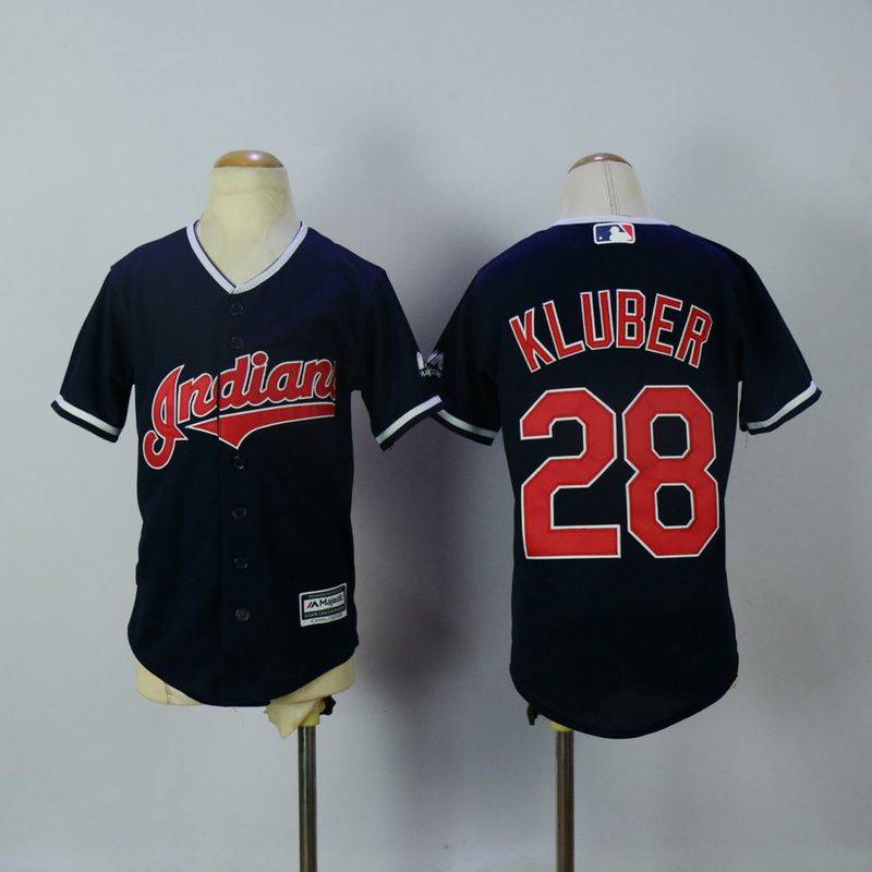MLB Cleveland Indians #28 Kluber D.Blue Kids Jersey
