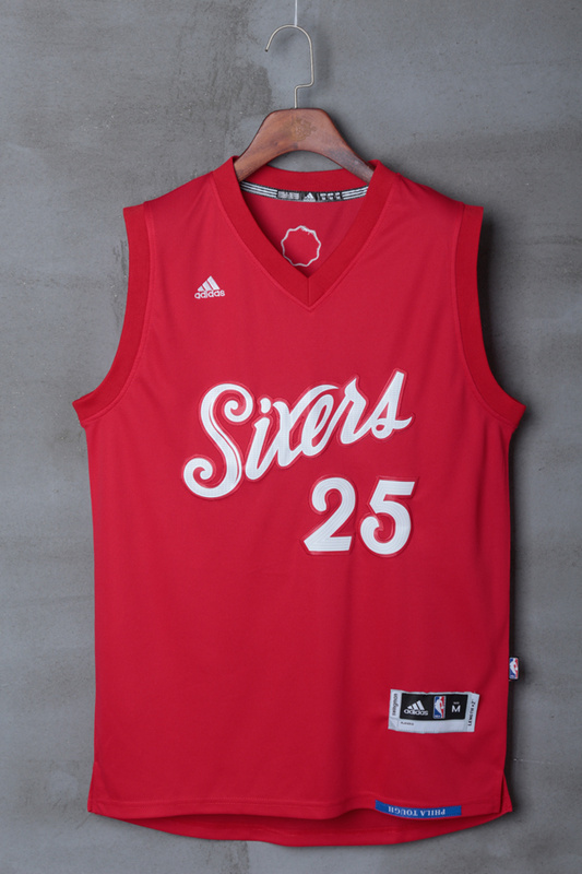 NBA Philadelphia 76ers #25 Simmons Red Christmas Jersey