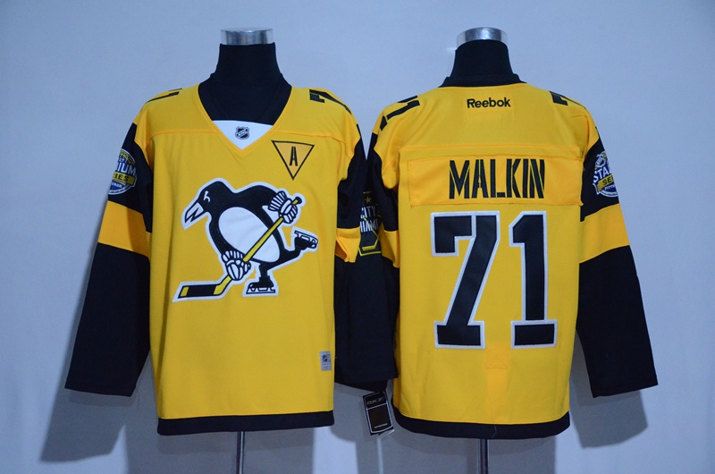 NHL Pittsburgh Penguins #71 Malkin Winter Classic Yellow Jersey