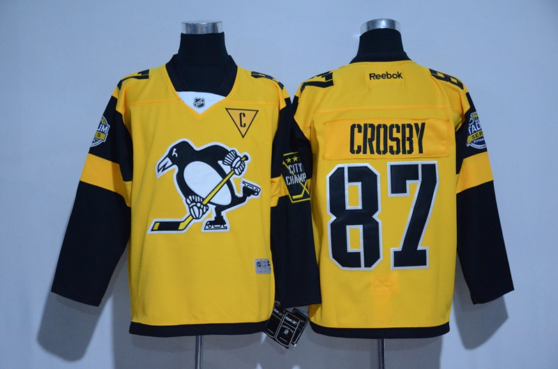 NHL Pittsburgh Penguins #87 Crosby Winter Classic Yellow Jersey