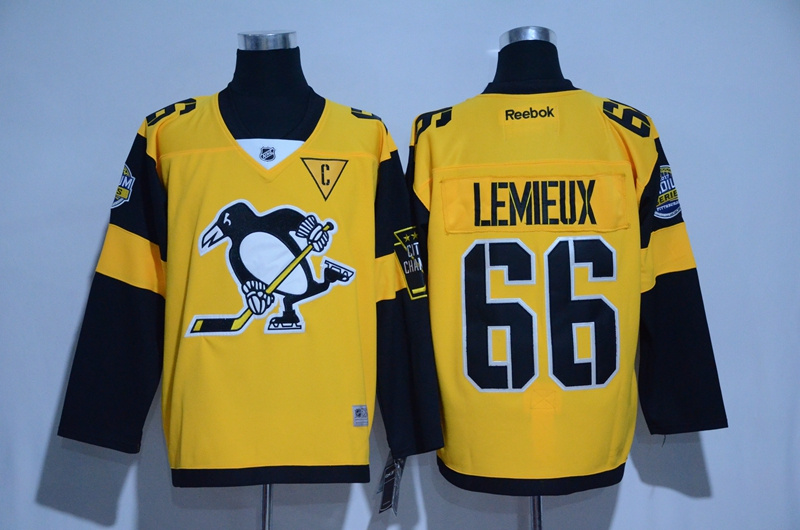 NHL Pittsburgh Penguins #66 Lemeux Winter Classic Yellow Jersey