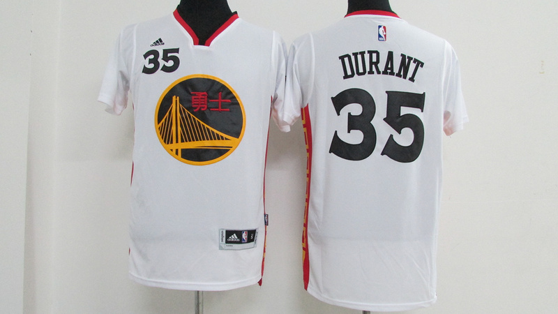 NBA Golden State Warriors #35 Durant White Short-Sleeve Chinese Jersey