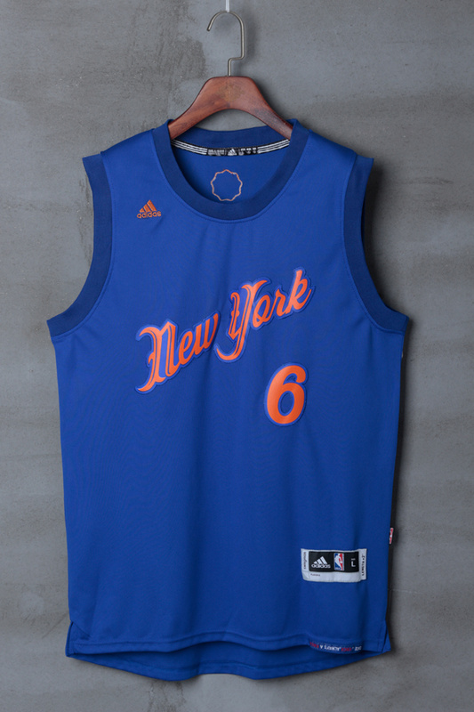 NBA New York Knicks #6 Porzingis Blue Christmas Jersey