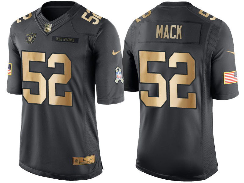 NFL Okland Raiders #52 Mack Salute to Service Gold Number Jersey