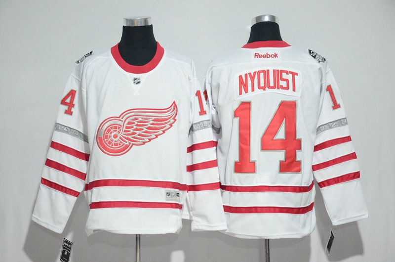 NHL Detroit Red Wings #14 Nyquist White Jersey