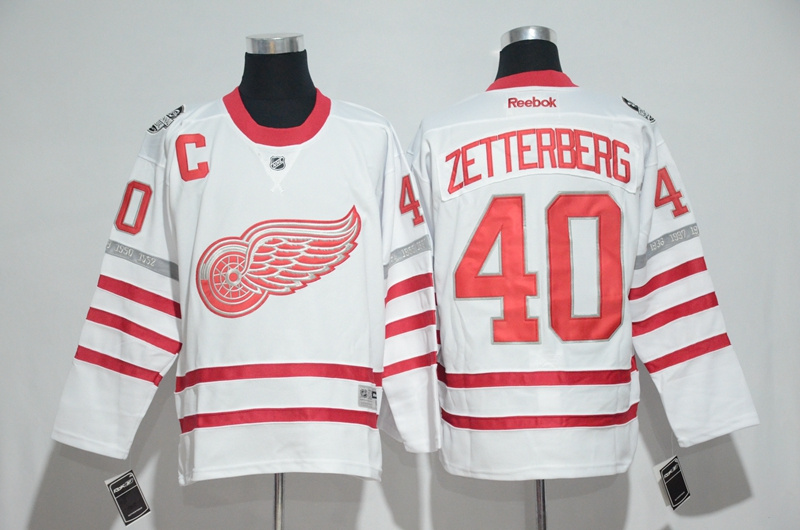 NHL Detroit Red Wings #40 Zetterberg White Jersey