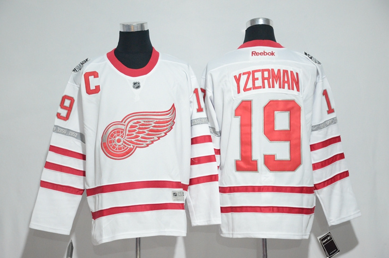 NHL Detroit Red Wings #19 Yzerman White Jersey