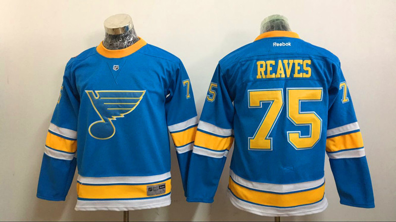 Youth NHL St.Louis Blues #75 Reaves L.Blue Classical Jersey