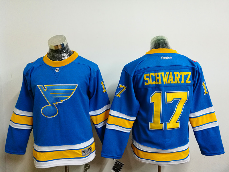 Youth NHL St.Louis Blues #17 Schwartz L.Blue Classical Jersey