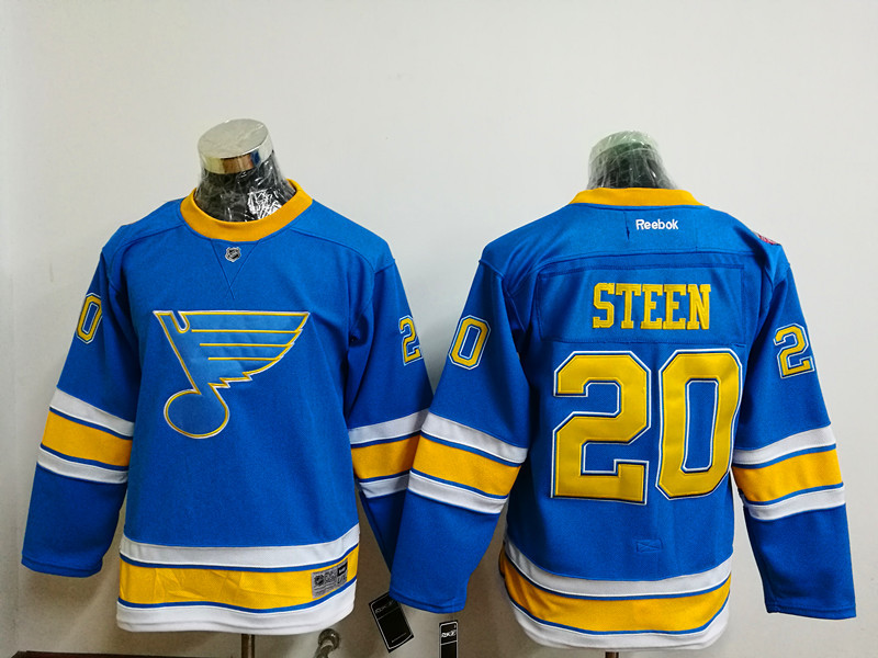Youth NHL St.Louis Blues #20 Steen L.Blue Classical Jersey