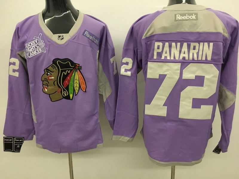 NHL Chicago Blackhawks #72 Panarin Purple Fight Cancer Jersey