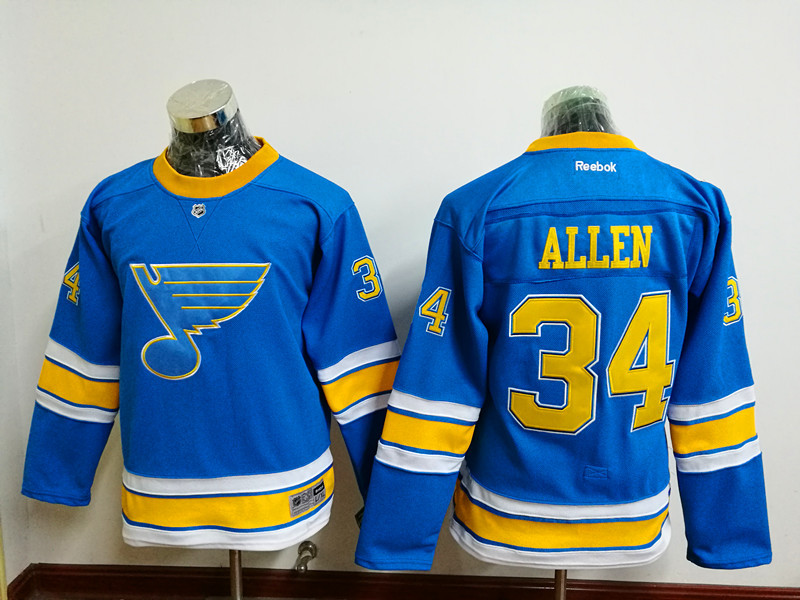 Youth NHL St.Louis Blues #34 Allen L.Blue Classical Jersey