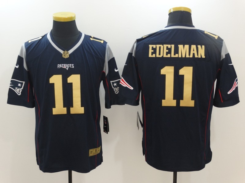 NFL New England Patriots #11 Edelman Color Rush Gold Number Jersey