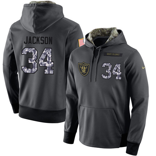 NFL Oakland Raiders #34 Jackson Salute to Service Black Hoodie