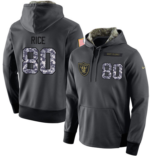 NFL Oakland Raiders #80 Rice Salute to Service Black Hoodie