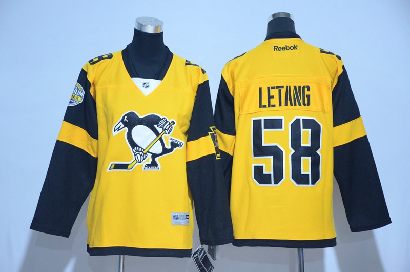 NHL Pittsburgh Penguins #58 Letang Classic Yellow Kids Jersey