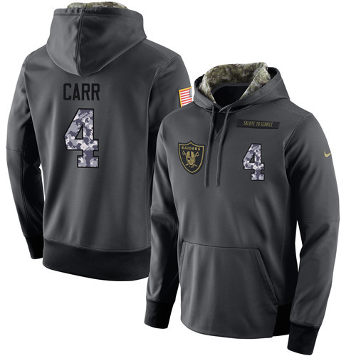 NFL Oakland Raiders #4 Carr Salute to Service Black Hoodie