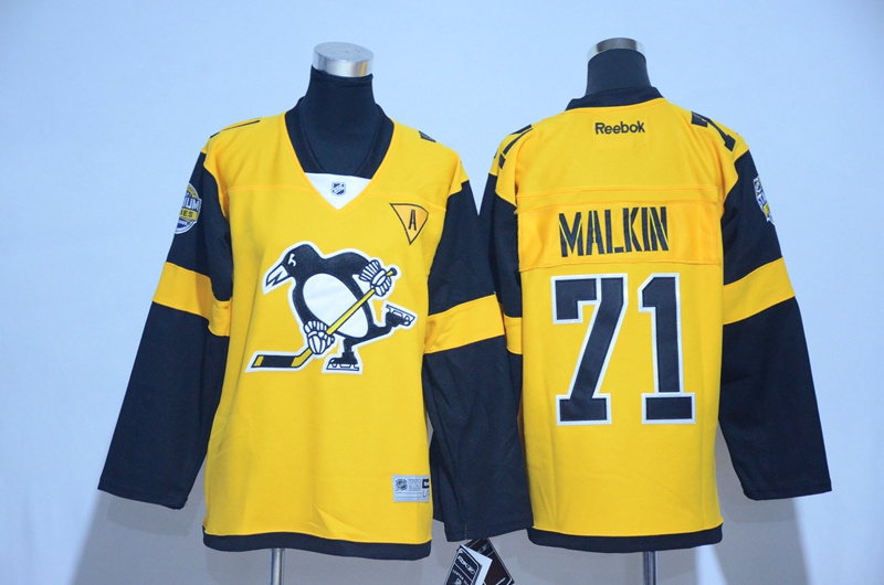 NHL Pittsburgh Penguins #71 Malkin Classic Yellow Kids Jersey