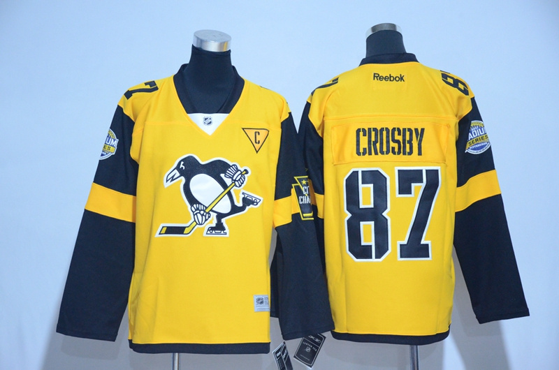 NHL Pittsburgh Penguins #87 Crosby Classic Yellow Kids Jersey