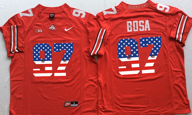 NCAA Ohio State Buckeyes #97 Bosa Red USA Flag Jersey