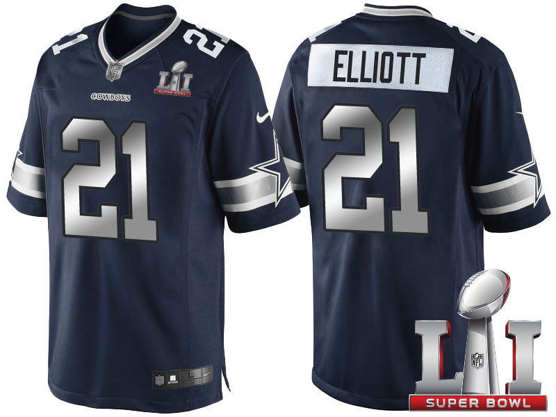 NFL Dallas Cowboys #21 Elliott Blue Grey Number Jersey