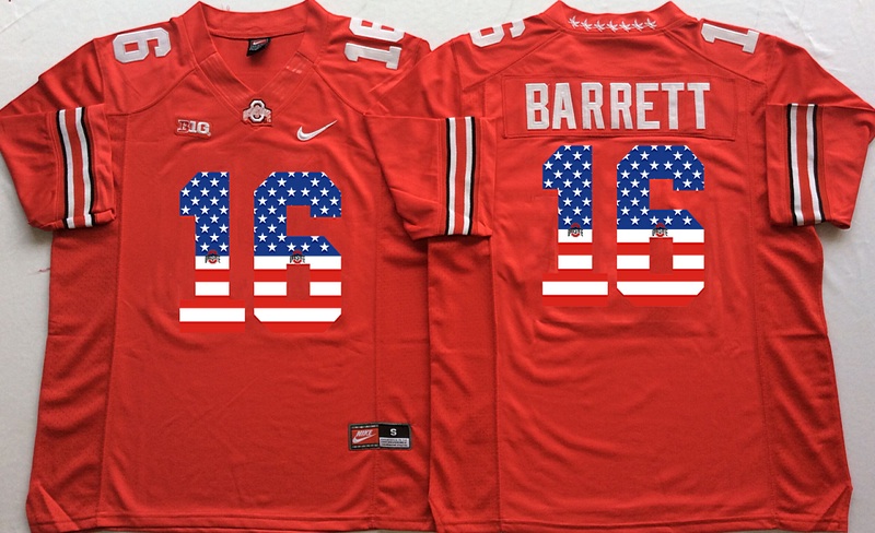 NCAA Ohio State Buckeyes #16 Barrett Red USA Flag Jersey