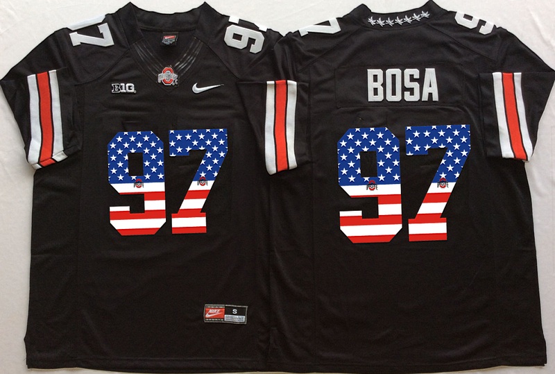 NCAA Ohio State Buckeyes #97 Bosa Black USA Flag Jersey
