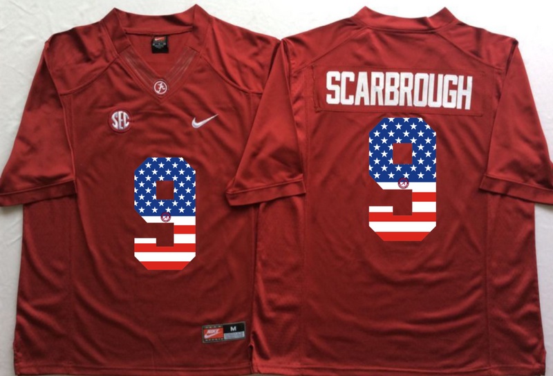 NCAA Alabama Crimson Tide #9 Scarbrough Red USA Flag Jersey