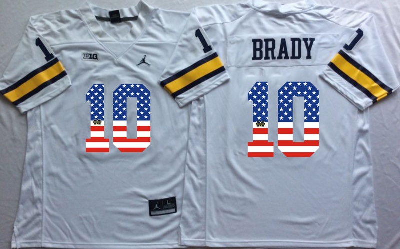 NCAA Michigan Wolverines #10 Brady White USA Flag Jersey