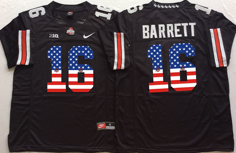 NCAA Ohio State Buckeyes #16 Barrett Black USA Flag Jersey